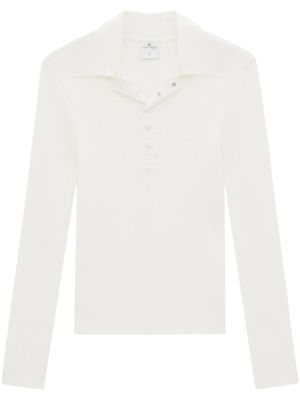 Courrèges polo en maille à design nervuré - Blanc