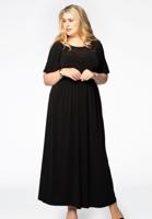 Yoek Maxi jurk met strass | Zwart | Maat 54/56