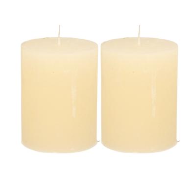 Atmosphera Stompkaars - 2x - ivoor wit - 7 x 9 cm - middel rustiek model - cilinderkaars - kaars