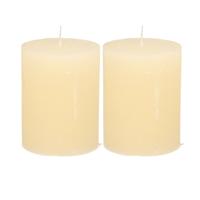 Atmosphera Stompkaars - 2x - ivoor wit - 7 x 9 cm - middel rustiek model - cilinderkaars - kaars