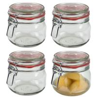 Weckpot/inmaakpot - 5x - glas - 500 ml - met beugelsluiting - transparant