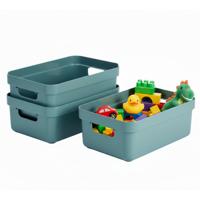 Sunware Opbergbox - 6x - kunststof - blauwgroen - 9 liter - Opbergbakken - Opbergmanden