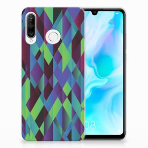 Huawei P30 Lite TPU Hoesje Abstract Green Blue