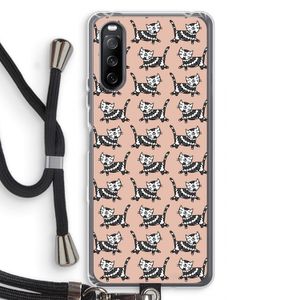 Zwarte poes: Sony Sony Xperia 10 III Transparant Hoesje met koord
