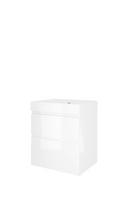 Proline polystone Loft badmeubelset met wastafelonderkast met 2 asymmetrische lades en polystone wastafel met 1 kraangat 60 x 70 x 46 cm, glanzend wit
