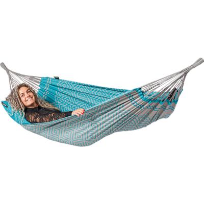 Eenpersoons hangmat - 300x140cm - BlauwGroen - 120kg draagkracht- 100% katoen - binnen & buiten