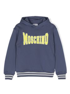 Moschino Kids hoodie en coton à patch logo - Bleu