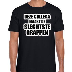 Deze collega maakt de slechtste grappen / collega cadeau t-shirt zwart heren