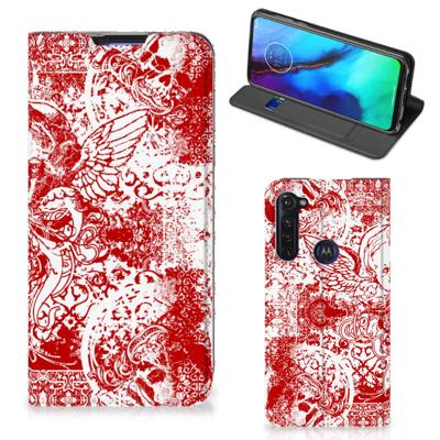 Mobiel BookCase Motorola Moto G Pro Angel Skull Rood