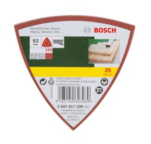 Bosch Accessories 2607017109 Deltaschuurpapier Met klittenband, Geperforeerd Korrelgrootte 180 Hoekmaat 93 mm 25 stuk(s)
