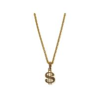 Dollar ketting - goudkleurig - verkleedaccessoire - pooier - pimp - gangster sieraden