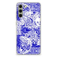 Silicone Back Case Samsung Galaxy S21FE Angel Skull Blauw - thumbnail