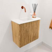 Toiletmeubel Mondiaz Joya | 51.6 cm | Meubelkleur Oak | Faye wastafel Talc Links | Zonder kraangat(en) Toiletmeubel Mondiaz Joya | 51.6 cm | Meubelkleur Oak | Faye wastafel Talc Links | Zonder kraangat(en)
