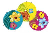 Boland mini parasols - 30x stuks - multi color - hawaii - tropisch thema - cocktail/ijsjes paraplu
