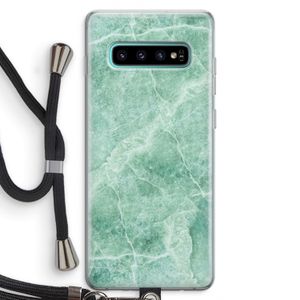Groen marmer: Samsung Galaxy S10 Plus Transparant Hoesje met koord