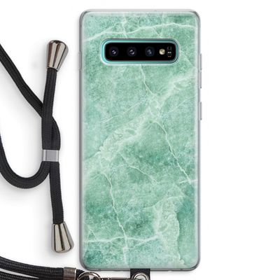 Groen marmer: Samsung Galaxy S10 Plus Transparant Hoesje met koord