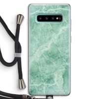 Groen marmer: Samsung Galaxy S10 Plus Transparant Hoesje met koord