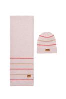 NoNo winter sjaal + muts set meisjes - roze - Razz - gestreept, gebreid
