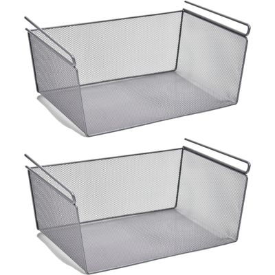 Kastmandje - 2x - opberg/hang mandjes - metaal - 43 x 26 x 19 cm