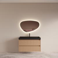 Badmeubelset BWS Riga met Lako Wastafel Zwart 100 cm Licht Eiken Japandi