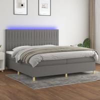 Boxspring met matras en LED stof donkergrijs 200x200 cm