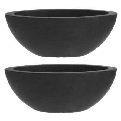 3x stuks antraciet grijze plantenschaal/pot 52 x 24 cm ovaal