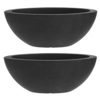 3x stuks antraciet grijze plantenschaal/pot 52 x 24 cm ovaal 3x stuks antraciet grijze plantenschaal/pot 52 x 24 cm ovaal