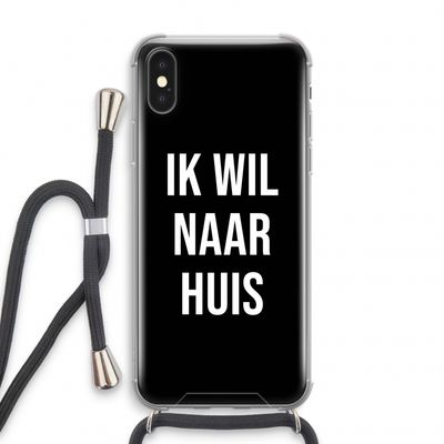 Ik wil naar huis - Zwart: iPhone X Transparant Hoesje met koord