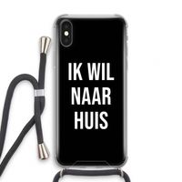 Ik wil naar huis - Zwart: iPhone X Transparant Hoesje met koord