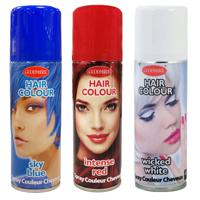 Set 3x kleuren haarverf/haarspray 125 ml - Rood-wit-blauw - Vlag kleuren van Amerika