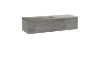 Storke Edge zwevend badmeubel 150 x 52 cm beton donkergrijs met Diva asymmetrisch linkse wastafel in top solid zijdegrijs