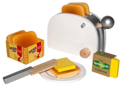 Van Der Doelen Tanner golden toast set, houten broodrooster incl. brood en boter
