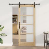 Schuifdeur ORKDAL Bruin 83 x 202 cm Hout en metaal