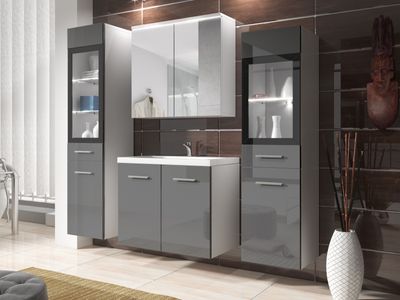 Complete badkamerset MADRID 8 deuren wit/hoogglans grijs Complete badkamerset MADRID 8 deuren wit/hoogglans grijs