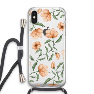Peachy flowers: iPhone XS Transparant Hoesje met koord