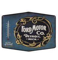 Ford Motor Co. Metalen Bord met Relief en Thermometer
