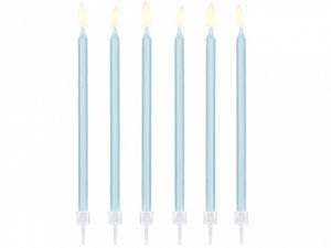 Taartkaarsjes licht blauw 14cm - 12 stuks