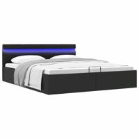 Bedframe met opslag hydraulisch LED kunstleer zwart 160x200 cm