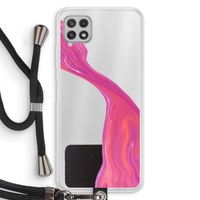 Paarse stroom: Samsung Galaxy A22 4G Transparant Hoesje met koord