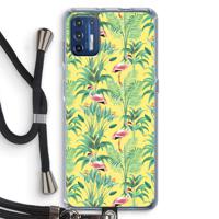 Flamingo party: Motorola Moto G9 Plus Transparant Hoesje met koord