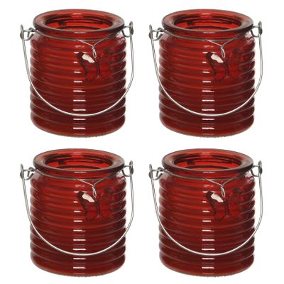 Citronella kaars - 10x - in windlicht - rood - 20 branduren - citrusgeur