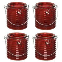 Citronella kaars - 10x - in windlicht - rood - 20 branduren - citrusgeur