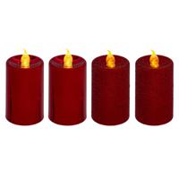 Feeric Lights LED kaarsen/stompkaarsen set - 12x stuks - rood - H7,5 cm kunststof - thumbnail