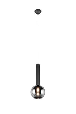 Trio HanglampClayton zwart met smoke glas - 310300132