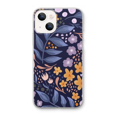 Flowers with blue leaves: iPhone 13 mini Transparant Hoesje