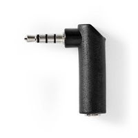 Stereo-Audioadapter | 3,5 mm Male | 3,5 mm Female | Vernikkeld | 90° Gehoekt | Metaal | Zwart | 1 Stuks