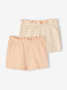 Set van 2 meisjesshorts abrikoos