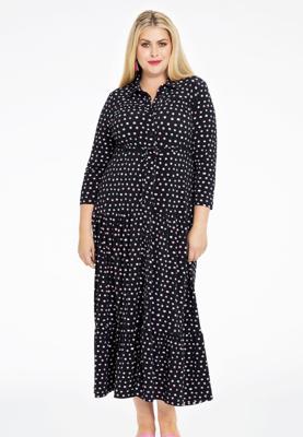 Yoek Jurk met stroken SPRINKLE | Zwart | Maat 58/60