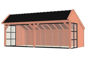 Trendhout Kapschuur De Stee 730x425 cm - Combinatie 1- Kapschuurdak- Onbehandeld lariks Douglas hout- Trendhout