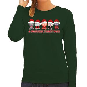 Foute Kersttrui/sweater voor dames - miauwie kerstfeest - groen - Kerst poesjes